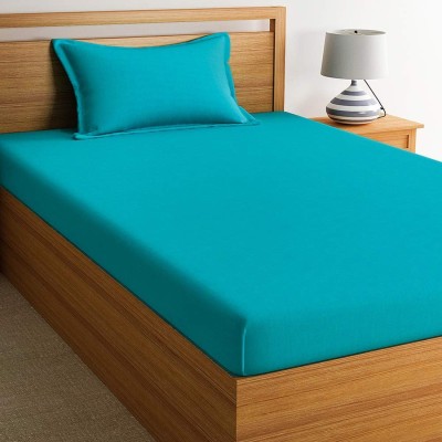 Skytex 120 TC Cotton Single Striped Flat Bedsheet(Pack of 1, Sea Green)