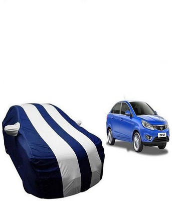 Frap Car Cover For Tata Zest (With Mirror Pockets)(White, Blue)