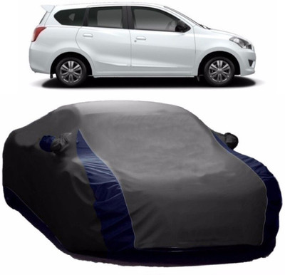 MoTRoX Car Cover For Nissan Go (With Mirror Pockets)(Blue, Grey)