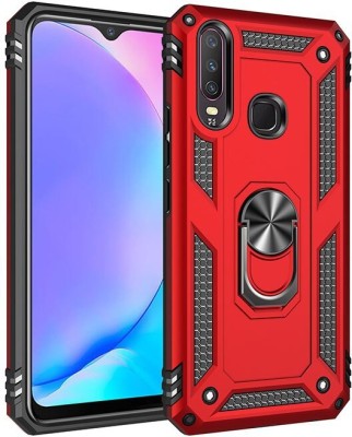 MOBILOVE Back Cover for Vivo Y17 / Y15 / Y12 | Dual Layer Hybrid Armor Defender Case with 360 Degree Metal Finger Ring(Red, Rugged Armor, Pack of: 1)