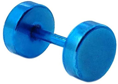 One Personal Care Solid Fluorescent Body Small Dumbbell Shaped Glossy Finish Alloy Plug Earring