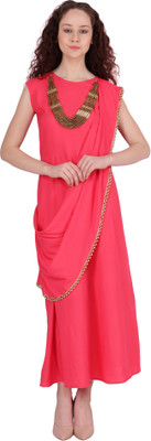 Shyammc Women A-line Pink Midi/Calf Length Dress