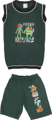 SR Kids Boys Casual T-shirt Shorts(Green)