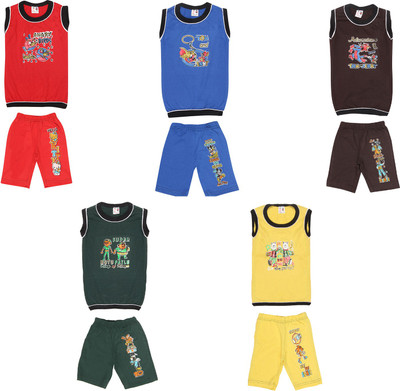 SR Kids Boys Casual T-shirt Shorts(Multi-Color)