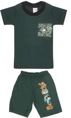 SR Kids Boys Casual T-shirt Shorts(Green)