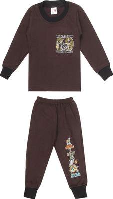 SR Kids Boys Casual T-shirt Pant(Brown)