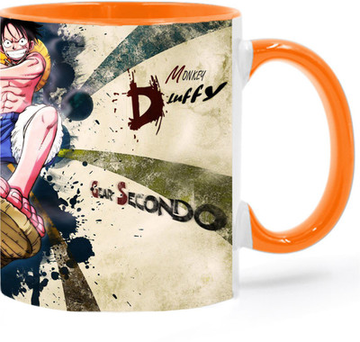 ARTBUG One Piece Cartoon -3304 Orange Ceramic Coffee Mug(350 ml)