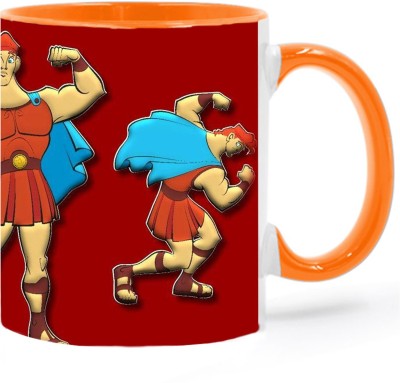 Ashvah Hercules Greek Hero -2738 Orange Ceramic Coffee Mug(350 ml)