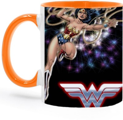 ARTBUG Wonder Woman - 2998 Orange Ceramic Coffee Mug(350 ml)