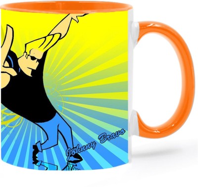 ARTBUG Johnny Bravo Cartoon -3245 Orange Ceramic Coffee Mug(350 ml)