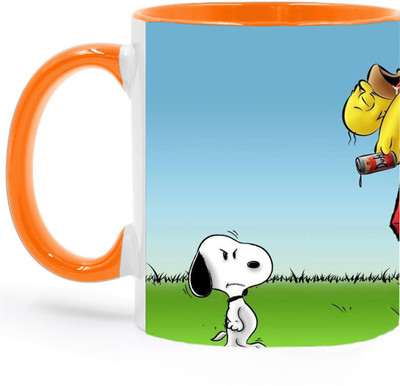 ARTBUG Snoopy Movie character - 3421 Orange Ceramic Coffee Mug(350 ml)
