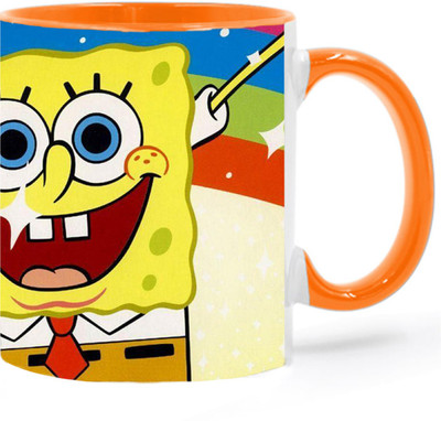 ARTBUG SpongeBob SquarePants -3433 Orange Ceramic Coffee Mug(350 ml)