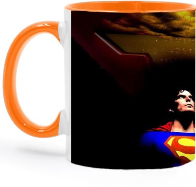 ARTBUG Superman Superhero - 2895 Orange Ceramic Coffee Mug(350 ml)