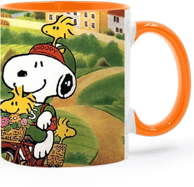 ARTBUG Snoopy Movie character - 3424 Orange Ceramic Coffee Mug(350 ml)