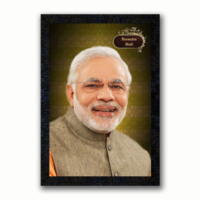 Poster N Frames Poster N Frames UV Textured Decorative Art Print of Narendra Modi with wooden synthetic frame Painting Size 14 x 20 inch Digital Reprint 14 inch x 20 inch Painting(With Frame)