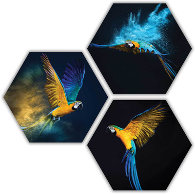 art-amori-the-flying-bird-3-piece-hexagon-mdf-painting-digital-reprint-215-inch-x-215-inch-painting