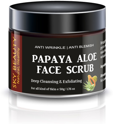 SKY BEAUTY Organic Papaya Aloe Anti Wrinkle & Anti Blemish Face  Scrub(50 g)