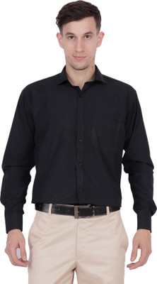 Appel Touch Men Solid Formal Black Shirt