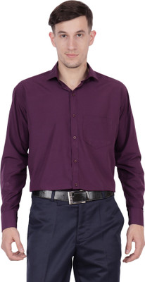 Appel Touch Men Solid Formal Purple Shirt