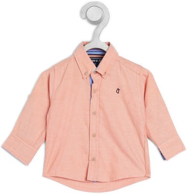 Gini Jony Baby Boys Self Design Casual Orange Shirt