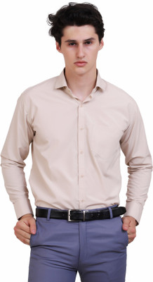 Appel Touch Men Solid Formal Beige Shirt