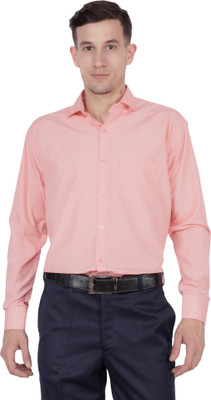 Appel Touch Men Solid Formal Pink Shirt
