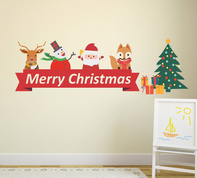 Wallzone 70 cm Merry Chirtmas Removable Sticker(Pack of 1)
