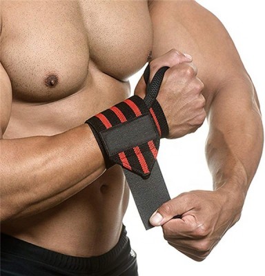 Leosportz Weight Lifting Wrist Wraps with Thumb Loops Wrist Wrist Support(Red, Black)