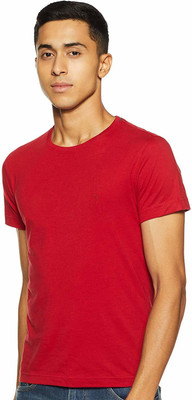 VAN HEUSEN Solid Men Round Neck Red T-Shirt