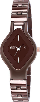 YOUTH CLUB BR-6109CF Beautiful and Most Unique Attractive Diamond Shape Brown Colour Dial and Stainless Brown Colour High Quality Bracelet Style Strap Watch For Women Analog Watch - For Girls