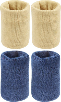 Neska Moda Cotton Wrist Band Fitness Band(Beige, Blue, Pack of 4)