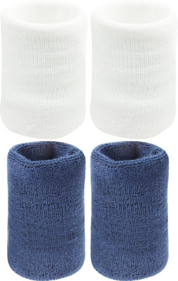 Neska Moda Cotton Wrist Band Fitness Band(White, Blue, Pack of 4)