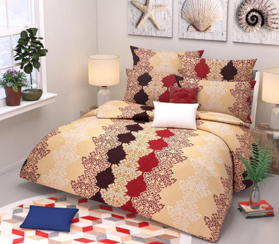 LAPADI MAKEOVERS 0 TC Polycotton Double 3D Printed Flat Bedsheet(Pack of 1, Peach)