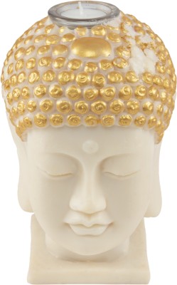 Sitara Crafts Pure Wax Buddha Candle,White and Golden Color Candle(White, Pack of 1)