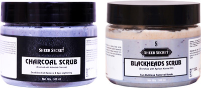 Sheer Secret Charcoal Scrub 300ml and Blackhead Scrub 300ml Scrub(600 ml)