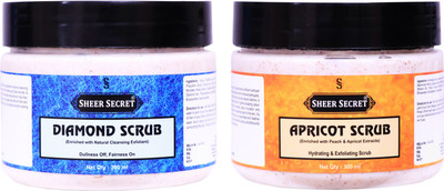 Sheer Secret Diamond Scrub 300ml and Apricot Scrub 300ml Scrub(600 ml)