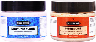 Sheer Secret Diamond Scrub 300ml and Papaya Scrub 300ml Scrub(600 ml)