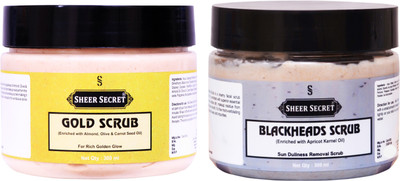 Sheer Secret Gold Scrub 300ml and Blackhead Scrub 300ml Scrub(600 ml)