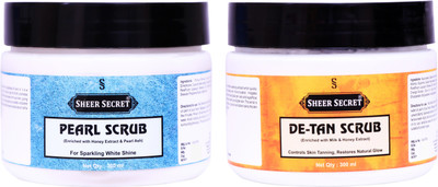 Sheer Secret Pearl Scrub 300ml and De-tan Scrub 300ml Scrub(600 ml)