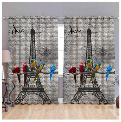 Indiancraft 274 cm (9 ft) Polyester Long Door Curtain (Pack Of 2)(Printed, Multicolor)