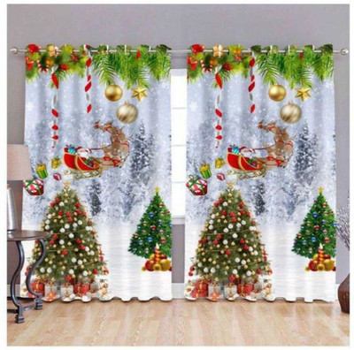 Indiancraft 174 cm (5 ft) Polyester Door Curtain Single Curtain(Printed, Multicolor)
