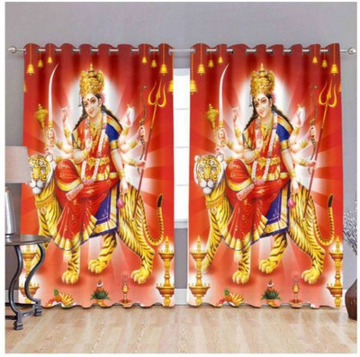 Indiancraft 214 cm (7 ft) Polyester Door Curtain (Pack Of 2)(Printed, Multicolor)