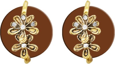 JewelMaze JewelMaze Gold Plated White Austrian Stone Brown Stud Earrings Alloy Stud Earring