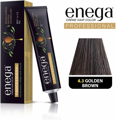 enega Professional Nourishing Ammonia Free Cream Hair Color , Golden Brown 4.3
