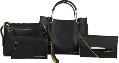 Bagsy Malone Women Black Handbag(Pack of: 4)