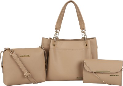 Bagsy Malone Women Beige Handbag(Pack of: 3)