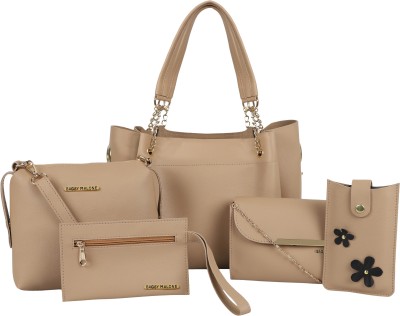 Bagsy Malone Women Beige Handbag(Pack of: 5)