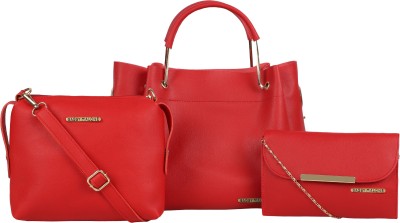 Bagsy Malone Women Red Handbag(Pack of: 3)