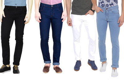 Masterly Weft Slim Men Multicolor Jeans(Pack of 4)