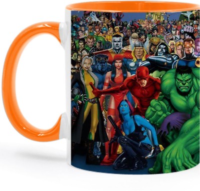 Ashvah Marvel's The Avengers - 2848 Orange Ceramic Coffee Mug(350 ml)